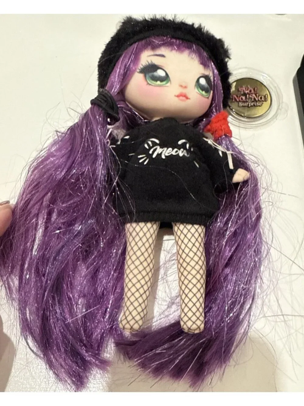 Na! Na! Na! Surprise Black Kitty Cat Fuzzy Backpack Purse Doll & Accessories